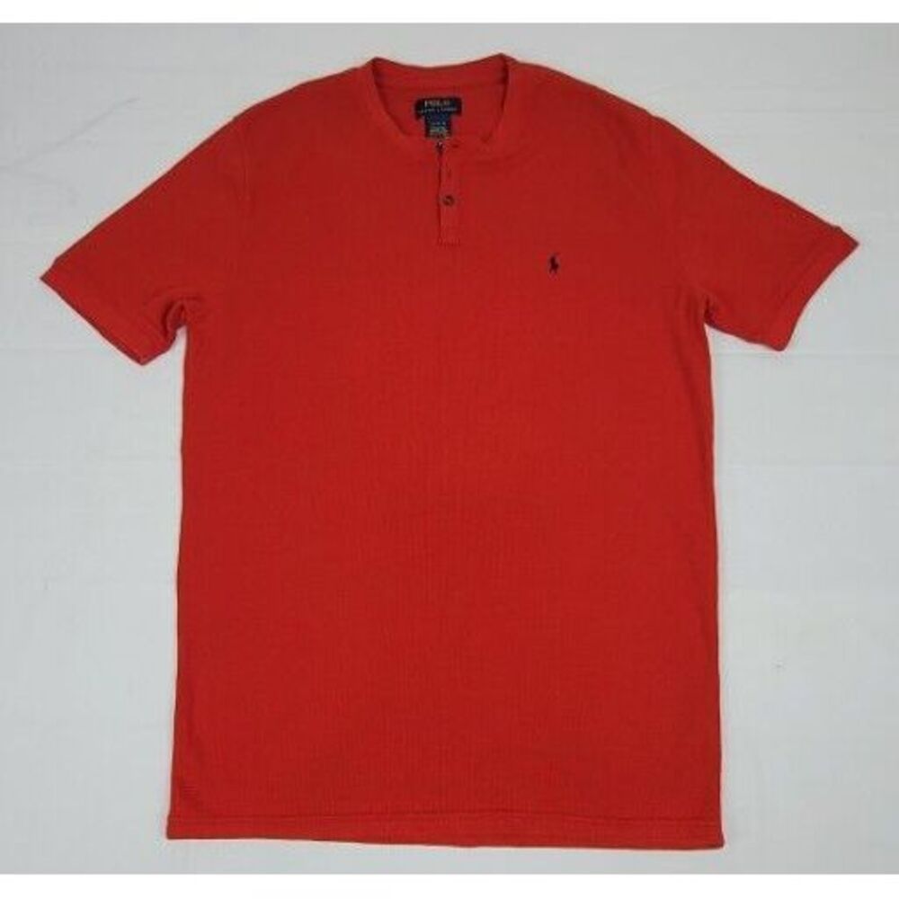 Polo Ralph Lauren Thermal Shirt Mens XL. 3 Button Red Short Sleeve.